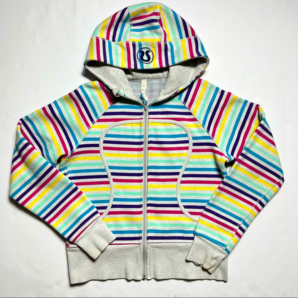 Lululemon Scuba Hoodie Striped Rainbow Popsicle Size 10